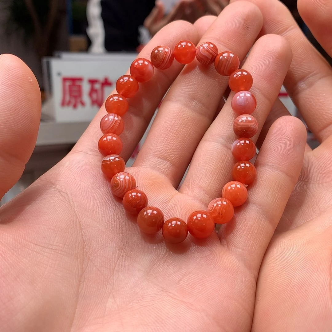 南红玛瑙柿子红单圈手串8㎜未镶嵌24128-52