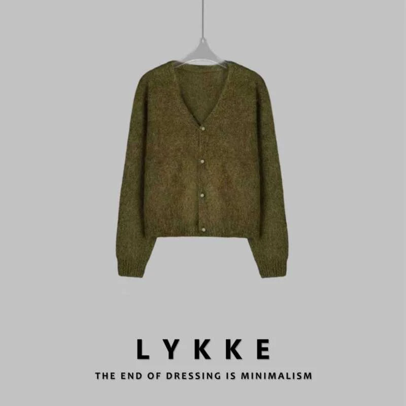 LYKKE 25新款羊毛开衫短款V领慵懒高级感毛衣-E528