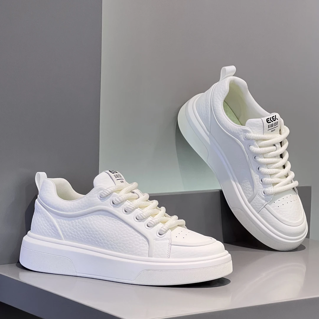 男鞋2025秋冬季新款皮面高级厚底增高舒适小众原创运动休闲小白鞋