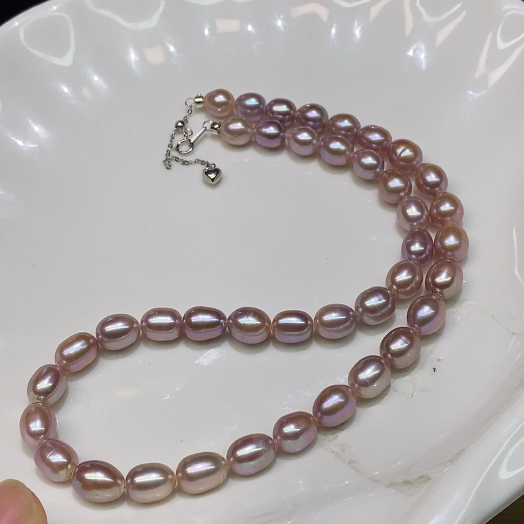 银S925镶嵌颈饰淡水珍珠8-9
