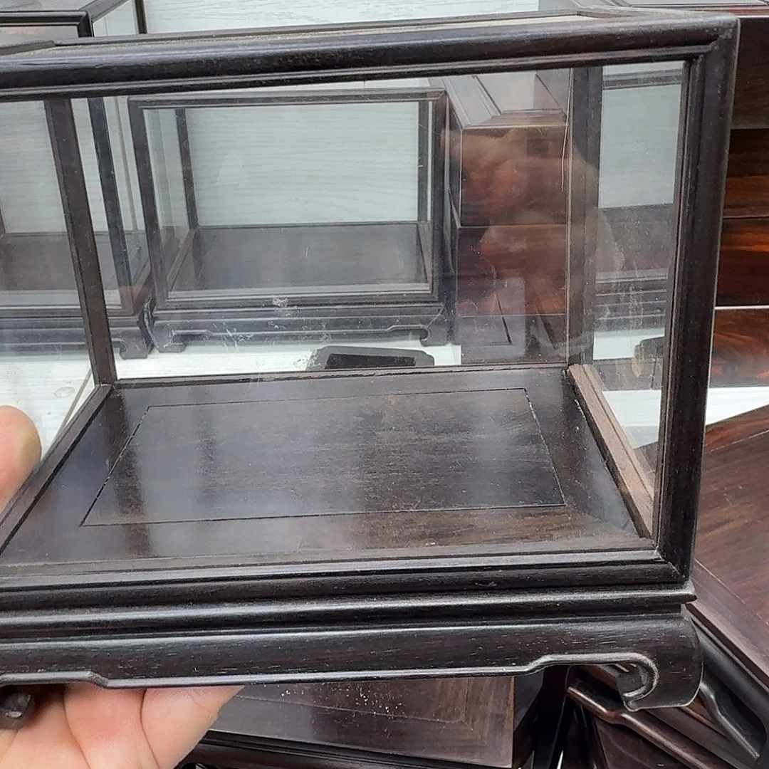 木紫光檀长17公分横玻璃罩