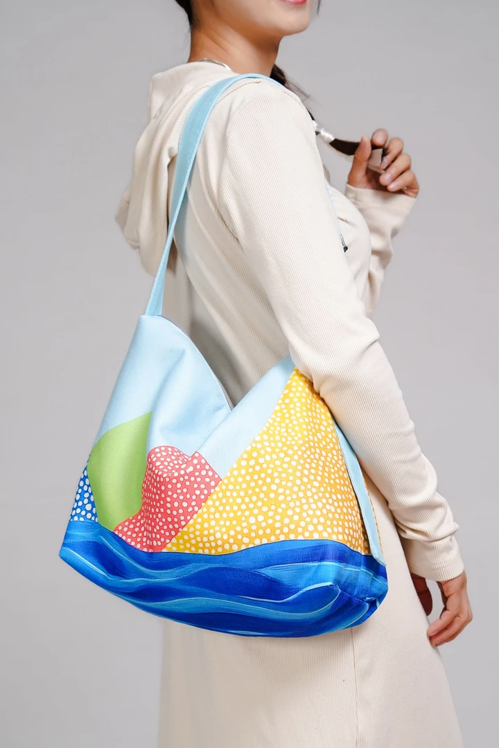 无则艺【宽肩带】彩色山丘时尚百搭小众单肩包潮流印花女士休闲包