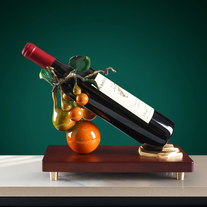 事事顺意柿子福禄安康葫芦全铜葡萄红酒架摆件家居玄关酒柜装饰品