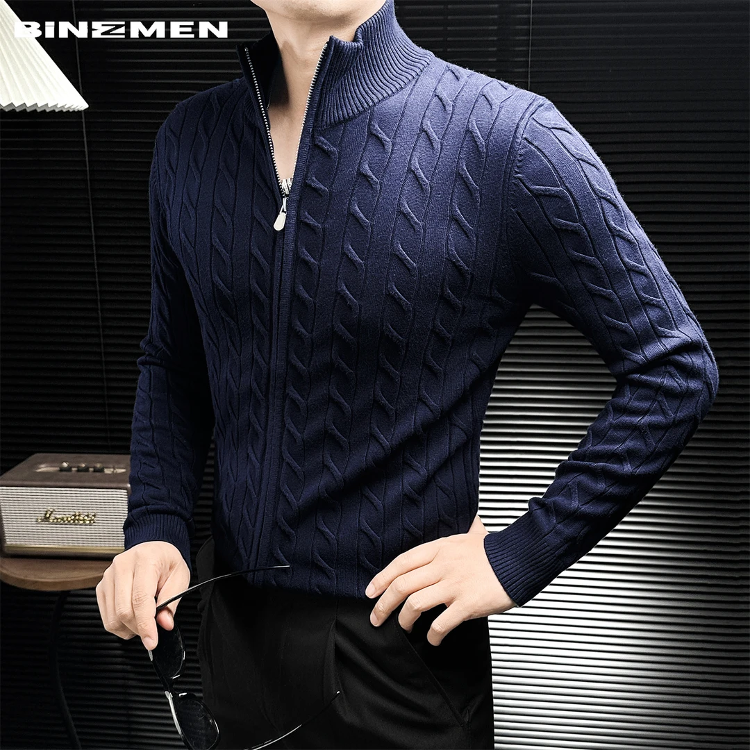 绞花纹拉链针织衫男长袖男款爆款2025新款秋冬痞帅休闲风男士上衣