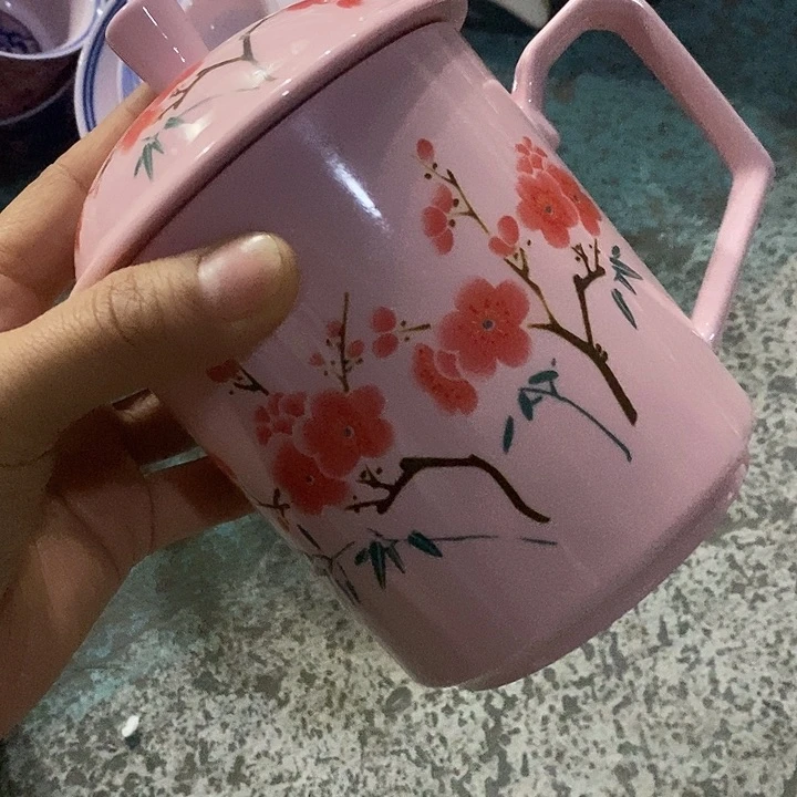 摆件陶用****6红稀土翠竹红梅办公杯