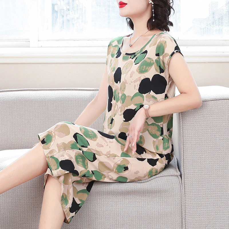 夏季新款棉绸套装女夏时尚短袖显瘦气质宽松外穿七分阔腿裤两件套