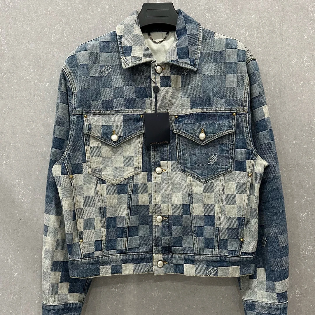未使用 LouisVuitton/路易威登 棋盘格满Logo牛仔夹克48码 006501