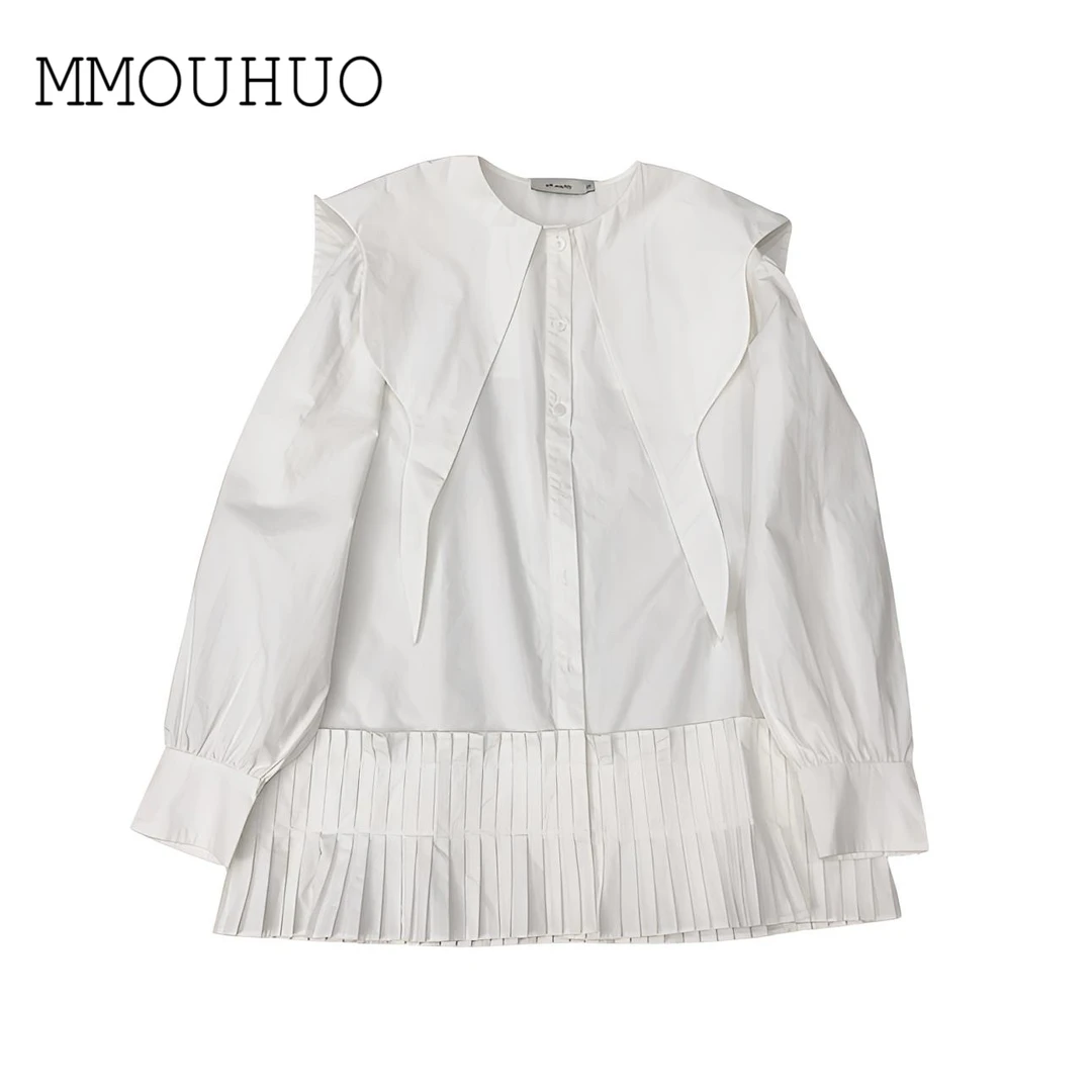 深圳MMOUHUO新款设计款披肩下摆褶皱中长款衬衣