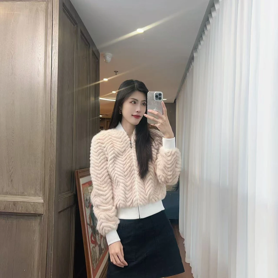 95新 FENDI/芬迪 麦殿/水貂毛双面穿飞行夹克36码/24112VHHCC01