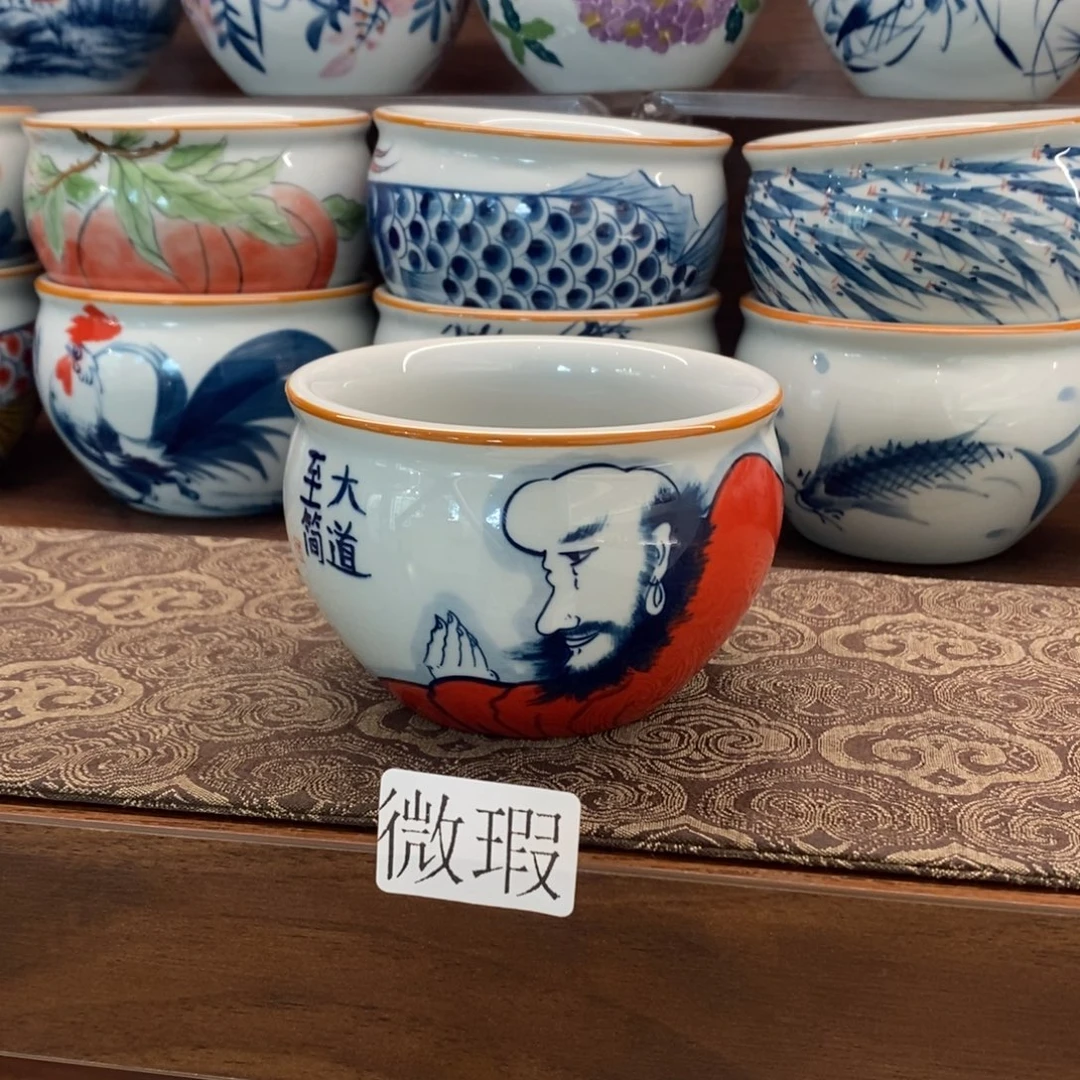 釉下彩老陶泥手工绘制