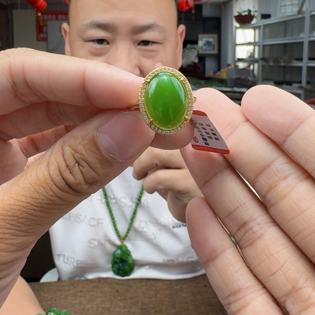 和田玉戒指银S925镶嵌