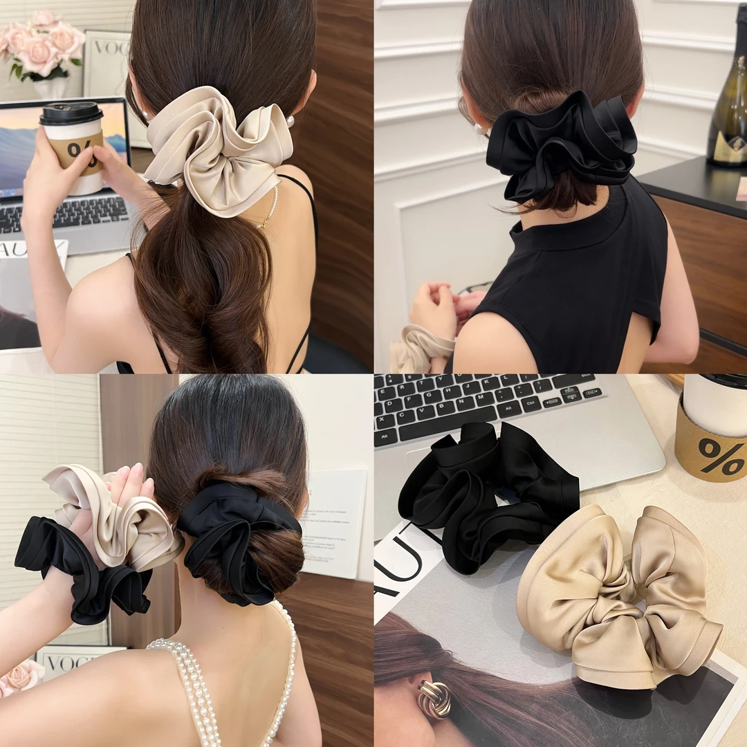气质百搭高级感缎面发圈加厚时尚日常发饰女