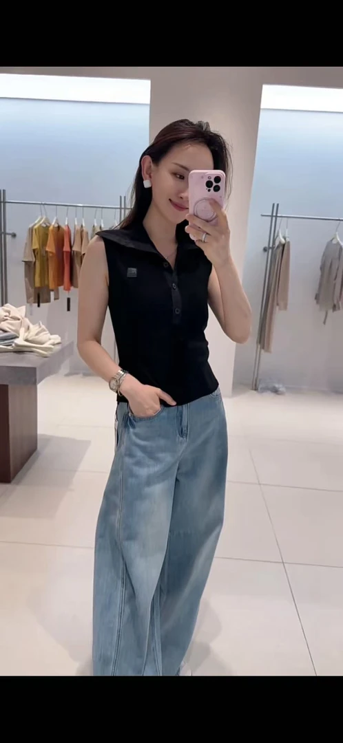 针织衫-艾家438109无袖翻领显瘦