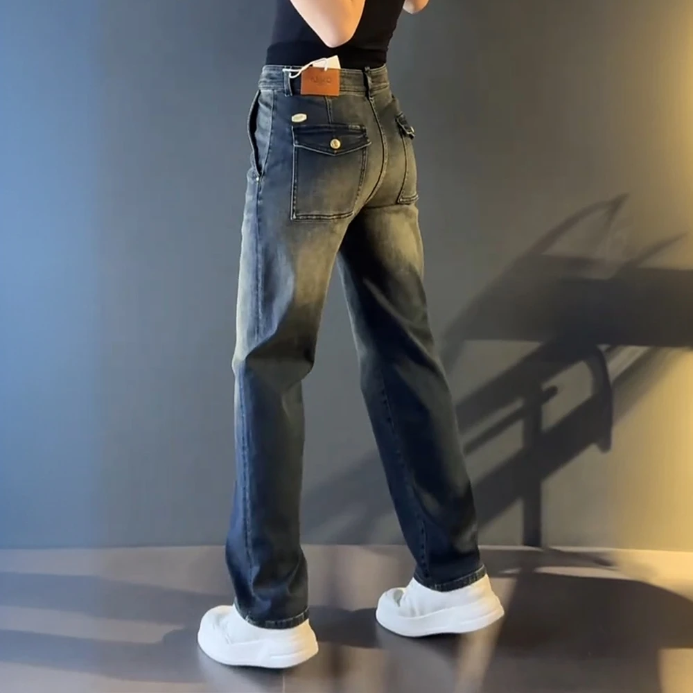 赫柏纪逸高级轻奢男士时尚直筒休闲潮牌牛仔裤长裤大码感百搭潮