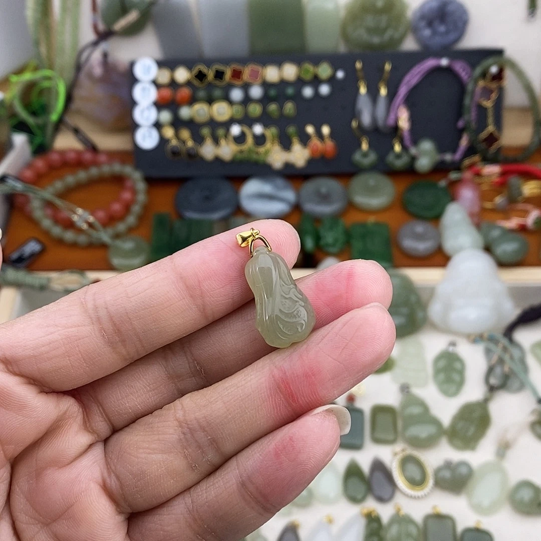 和田玉银S925镶嵌吊坠(不含链)