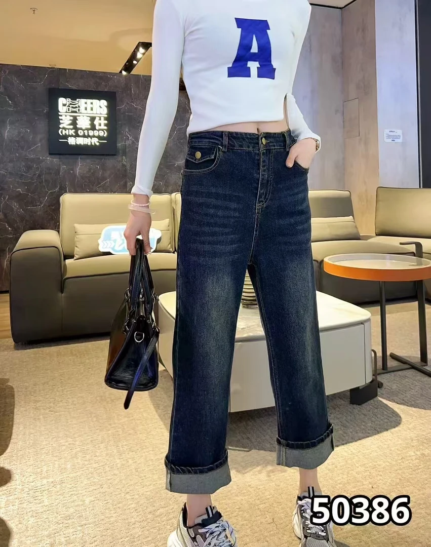 2025早春款时尚法棍裤弹力高腰百搭休闲显瘦韩版宽松九分