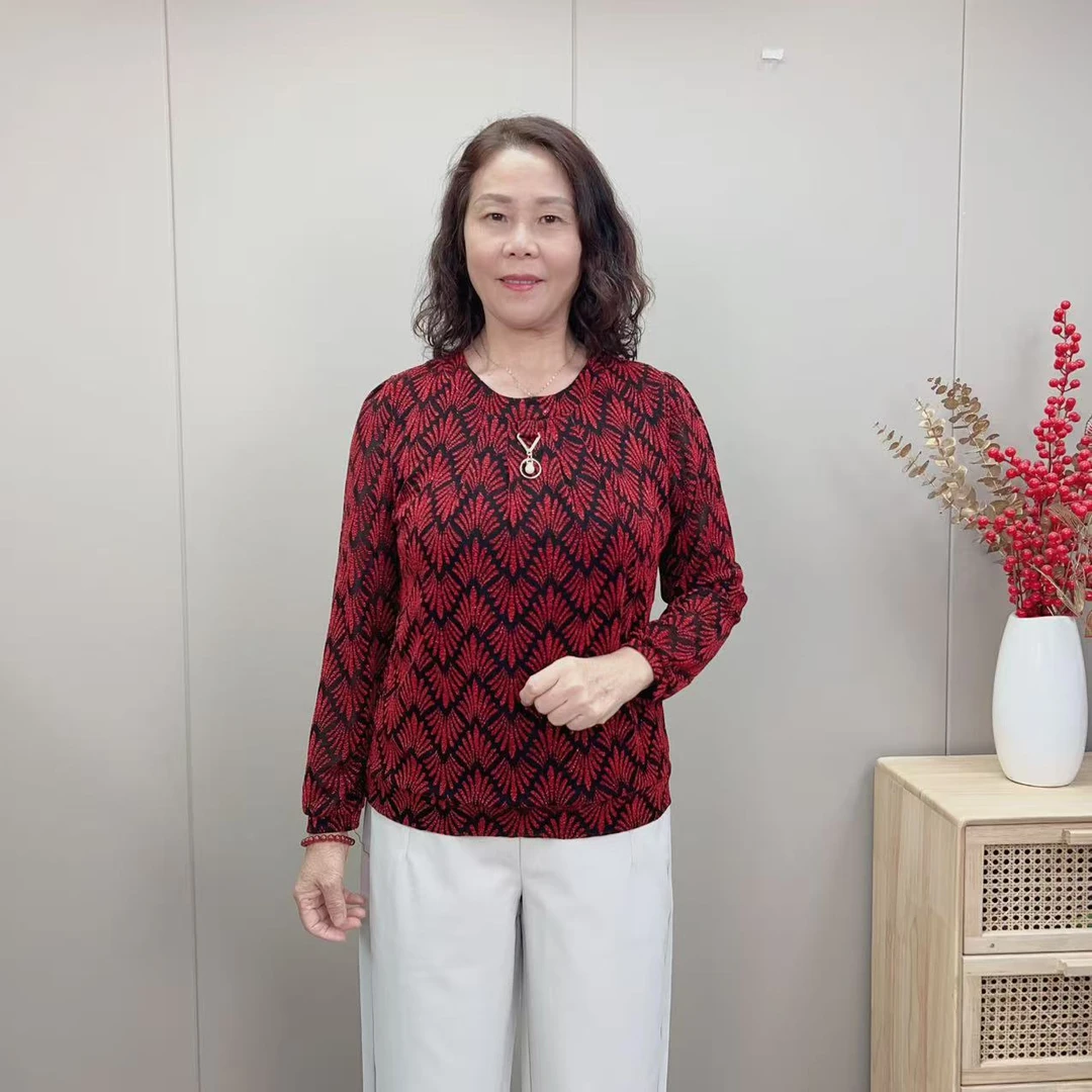 25秋季薄款法式中老年女装女士显瘦衬衣碎花宽松女装长袖春秋弹力