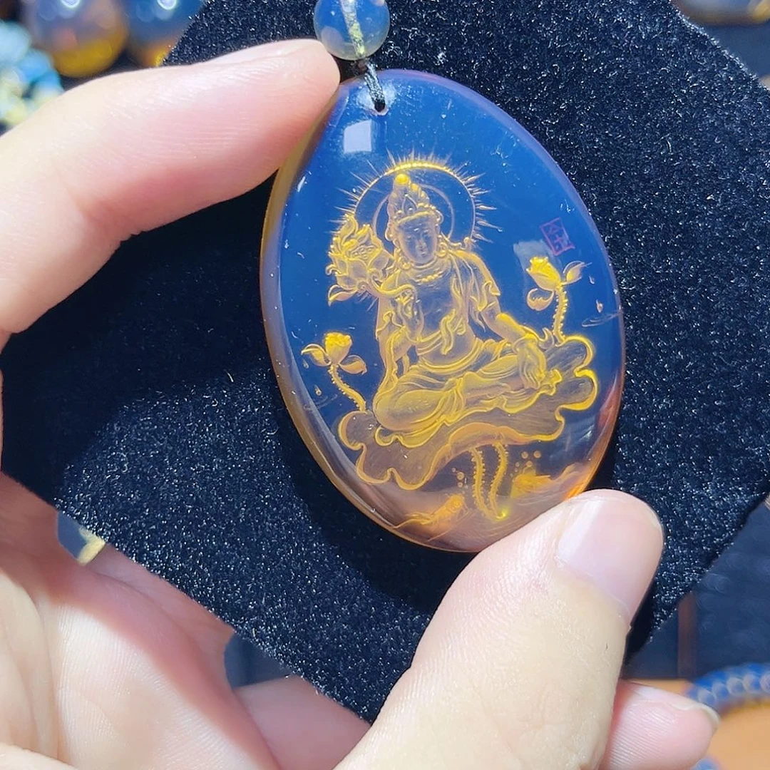 蓝珀未镶嵌珠宝奇石531大势至菩萨