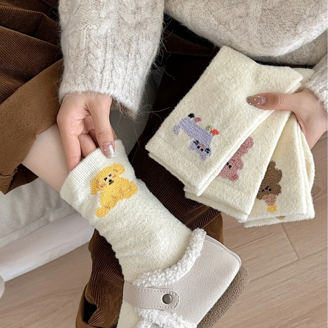 34冬加绒加厚珊瑚绒男袜居家保暖地板袜不掉毛睡眠中长筒袜