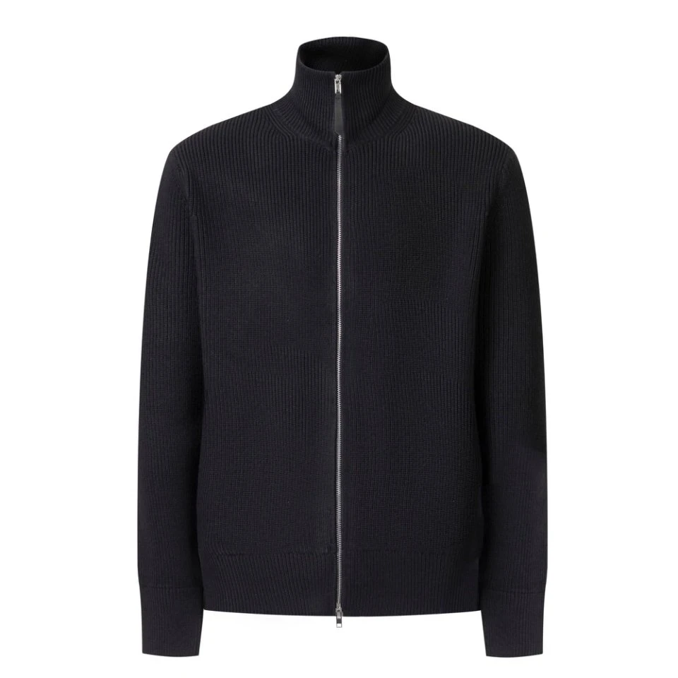 新款男士拉链经典外套黑色针织衫羊毛开衫宽松百搭高领毛衣