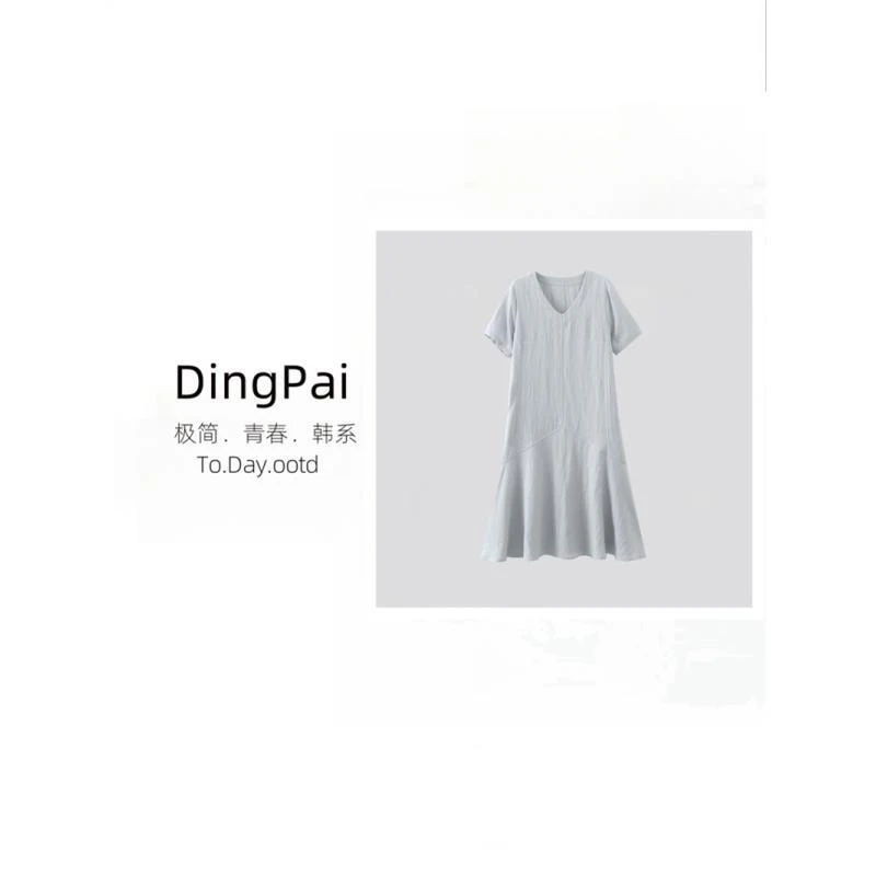 JIANYOU-[法式回眸]25夏季新款女简约时尚天丝亚麻连衣裙O-Q932