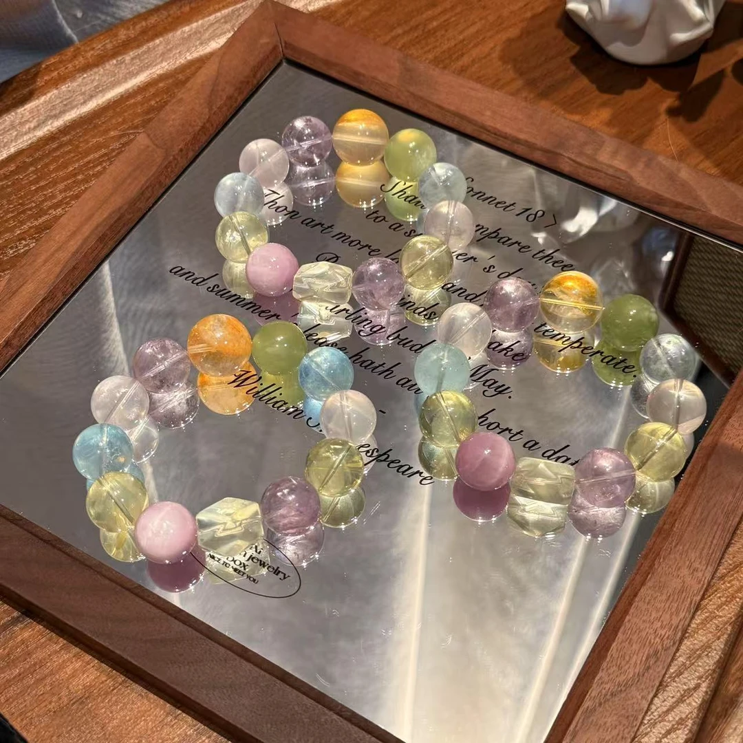 「时间海」海蓝宝岫玉紫锂辉多宝水晶手串手链 多样性发其一ZW828