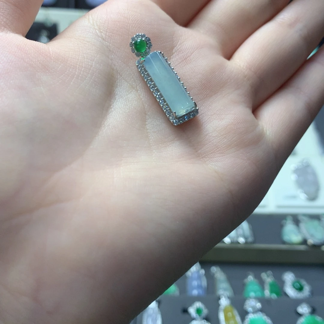 翡翠银S925镶嵌挂件