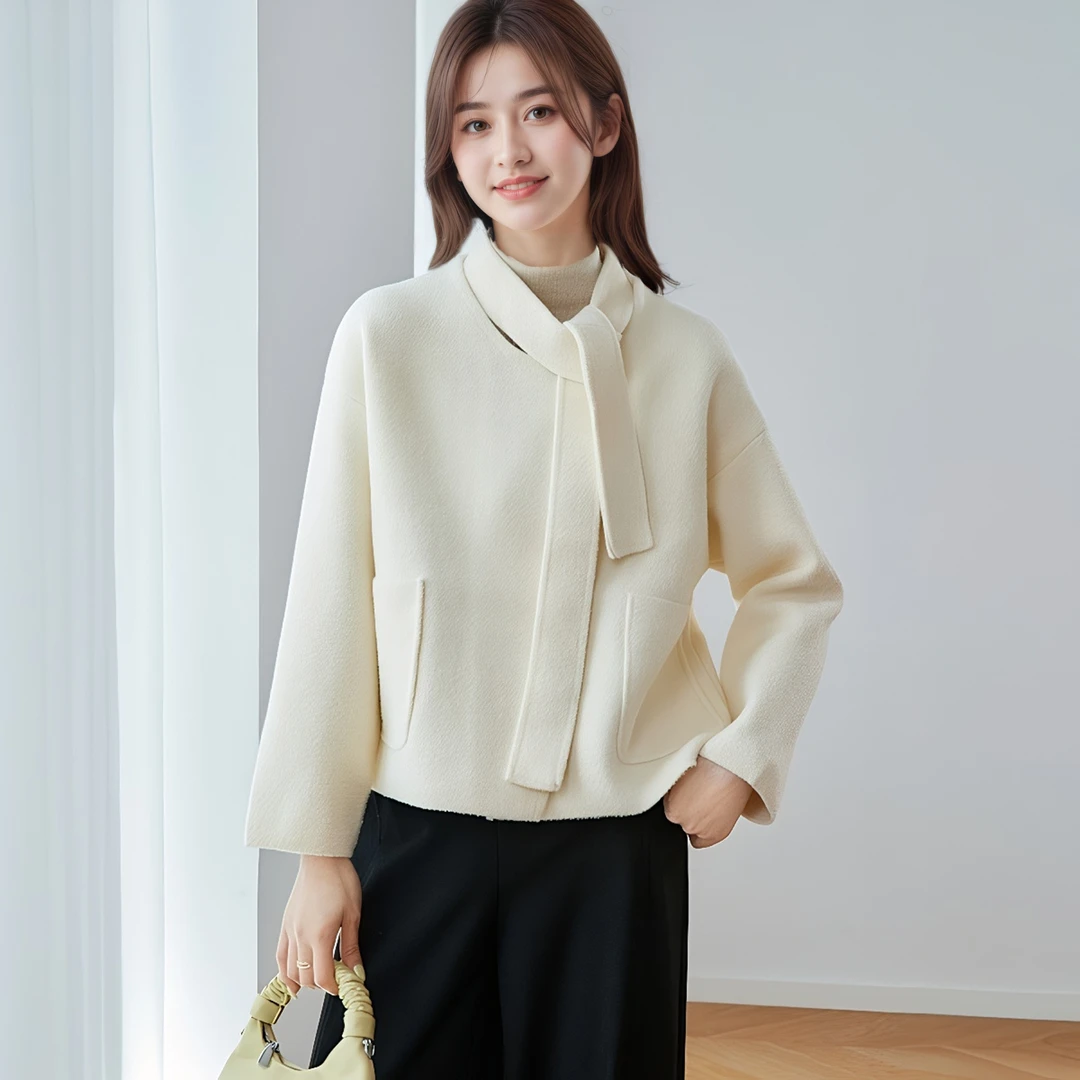 2025秋冬新款夹棉加厚毛呢外套女短款大衣小个子百搭显瘦休闲减龄