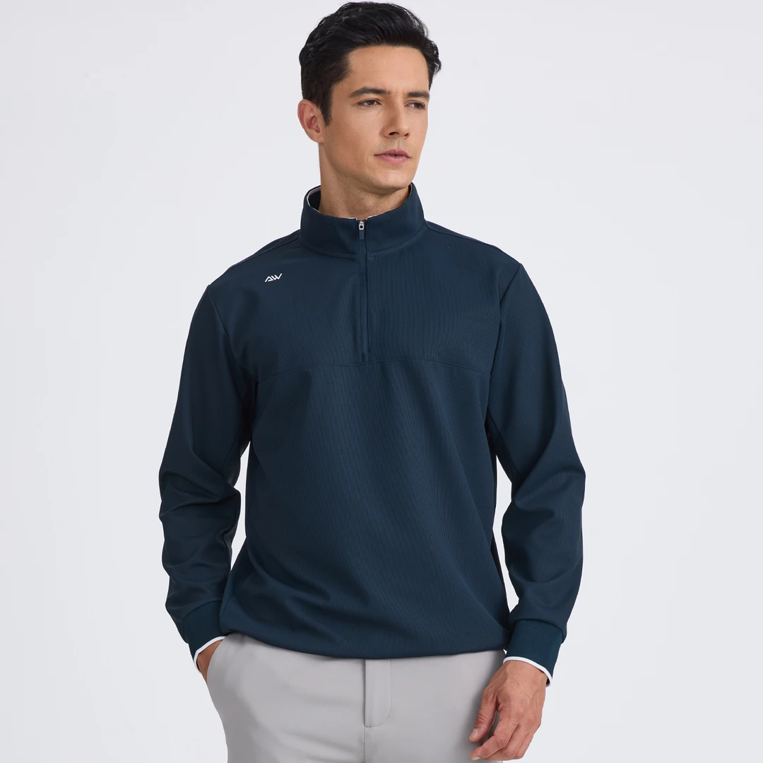 秋冬高尔夫男装长袖T恤立领半拉链卫衣弹力运动上衣高尔夫服装男