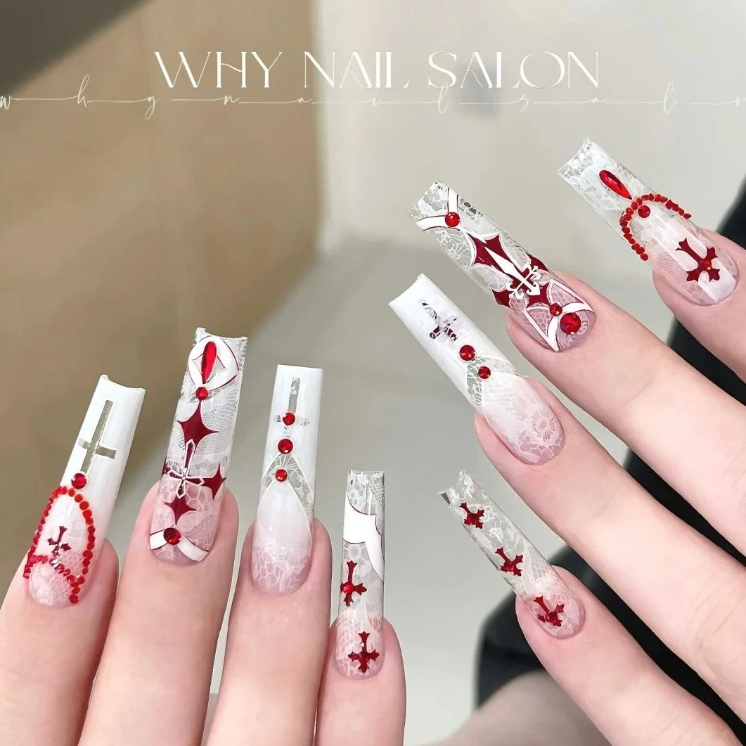 血腥玛丽十字架美甲贴纸辣妹甜酷简约韩系浮雕美甲贴纸diy批发