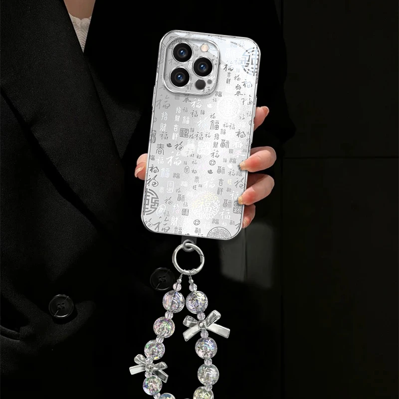 适用【苹果/oppo/华为/vivo/小米】金属漆玻璃百福片网红防摔手机壳