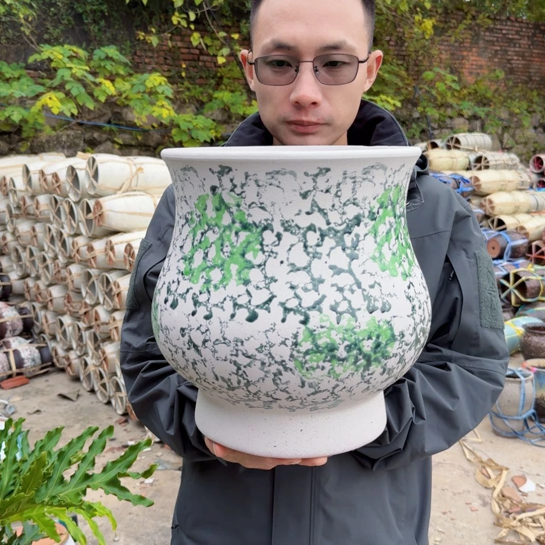 紫砂花盆口27高30（一个葫芦柴烧蓝