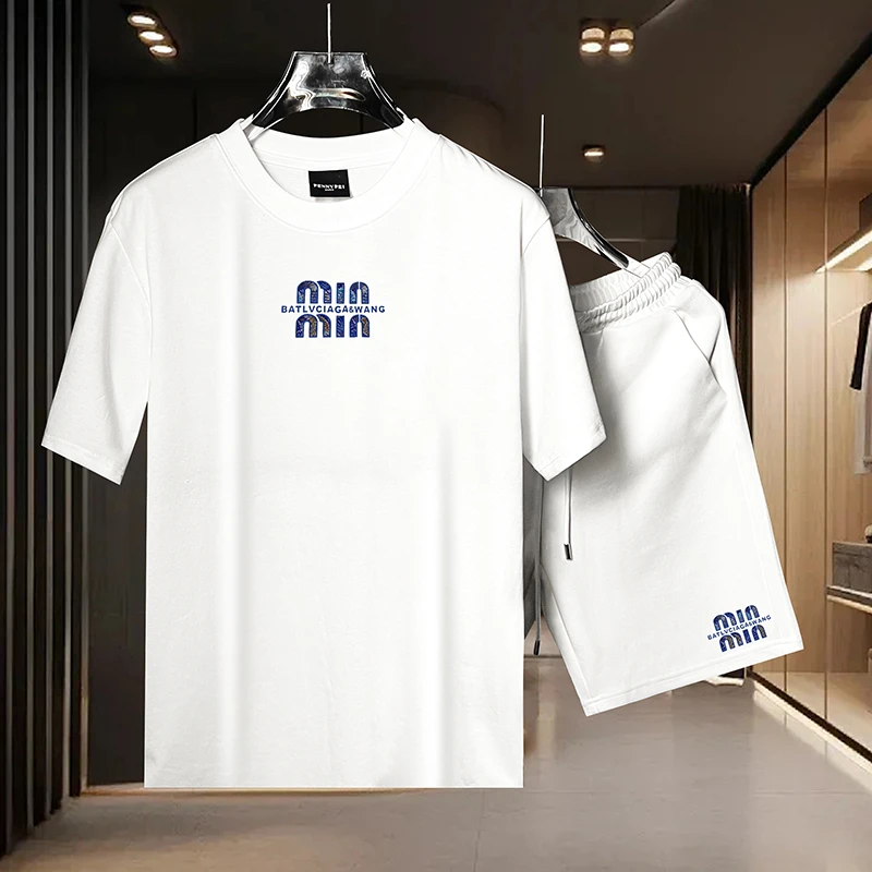 【轻奢男装-小M】夏季潮牌立体植刺绣印宽加大T恤T2159