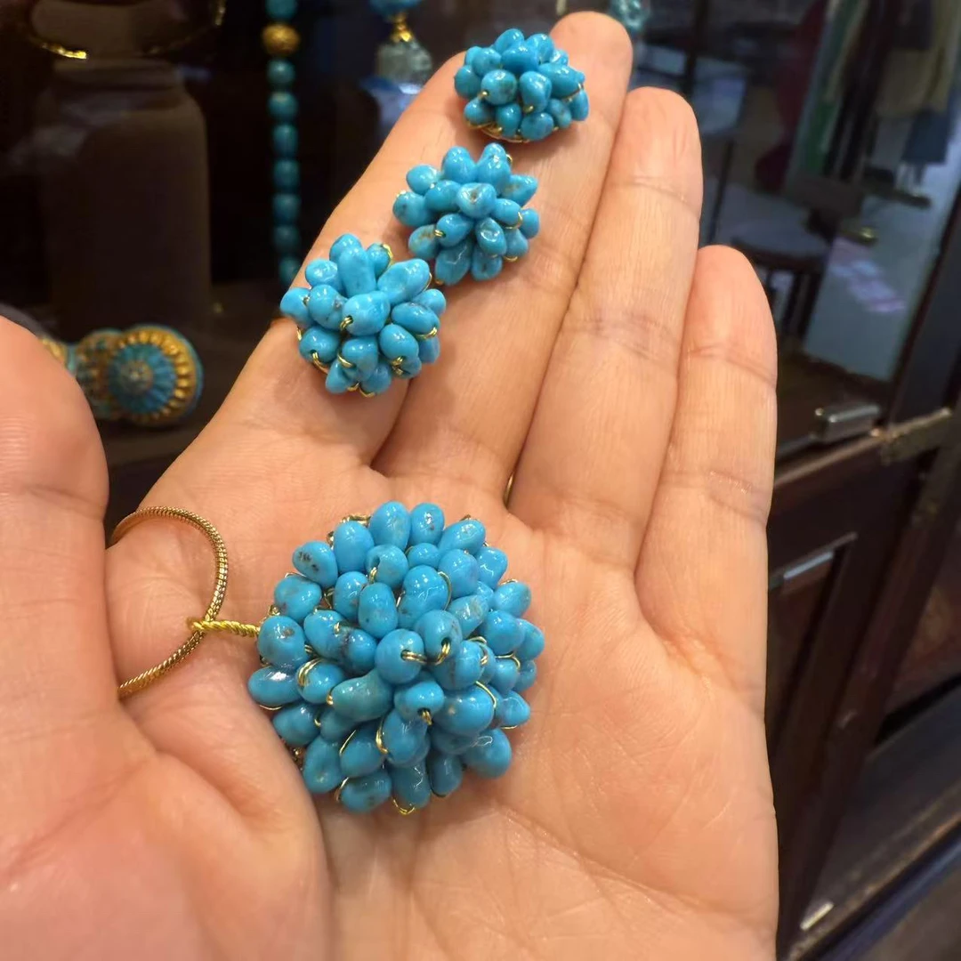 铜合金锆石耳饰 337套装（大号蓝色小米粒手工套装）