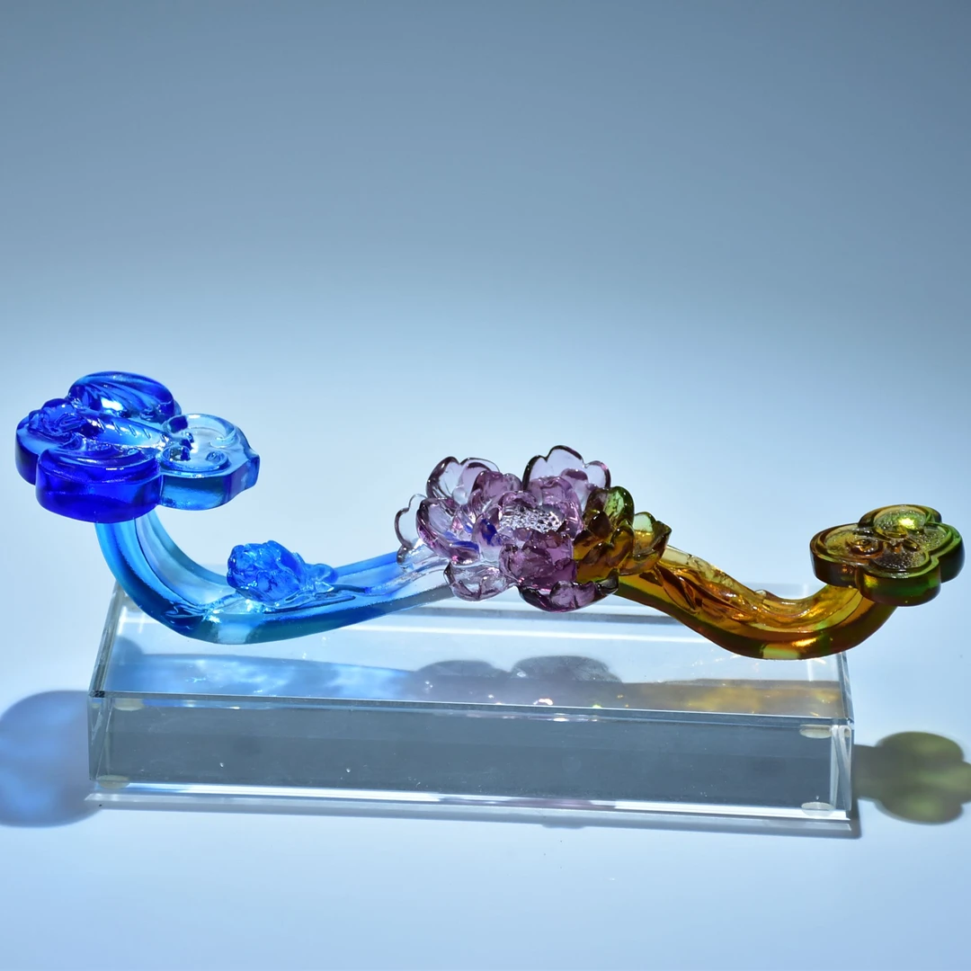 【奇居高端】中式琉璃客厅书房办公室摆件如意一生彩色