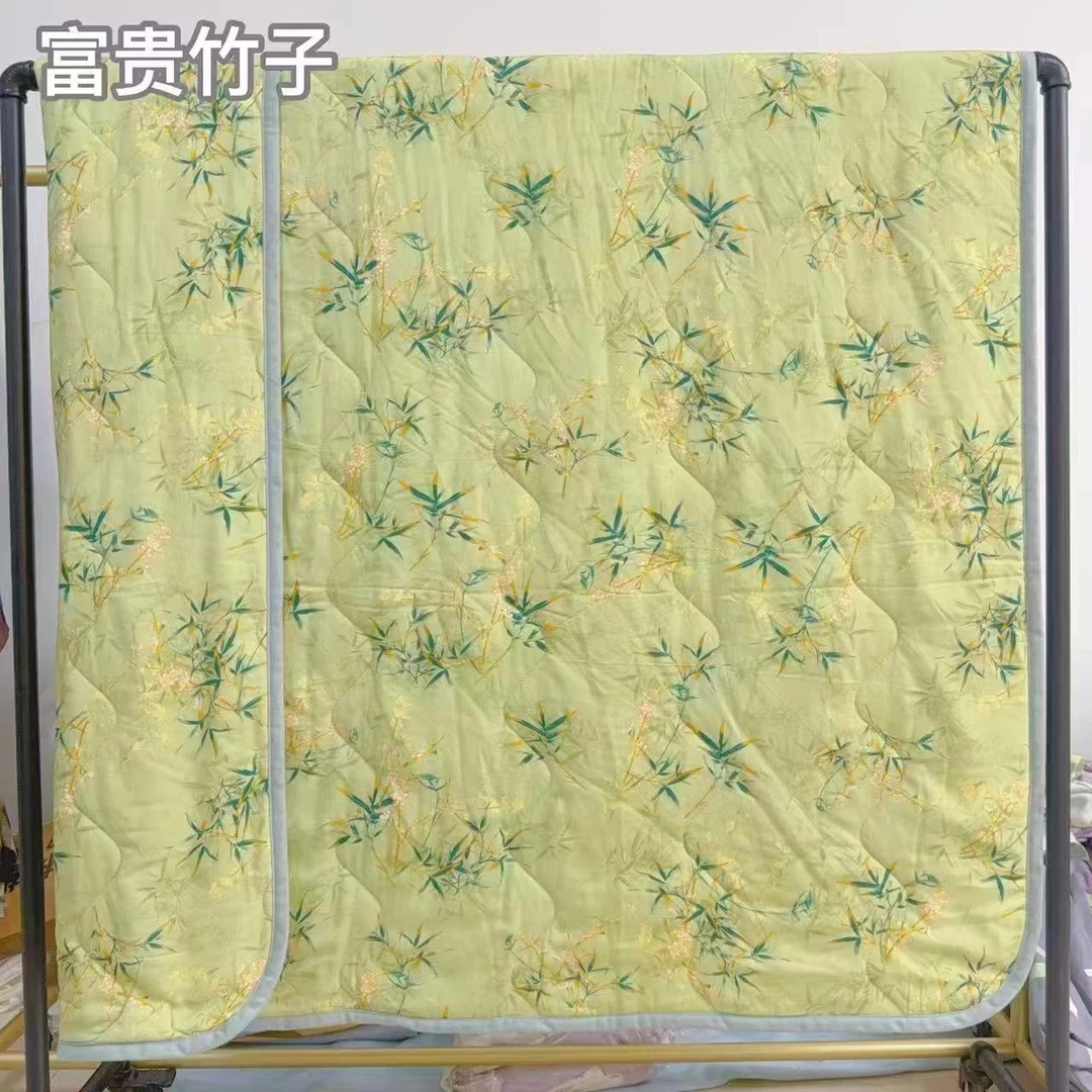 E1034 人造棉夹棉单人夏凉被 富贵竹子140*200夏季空调被天然凉感