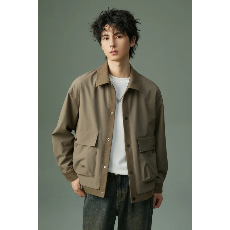 【大口袋】翻领户外休闲男外套拼色韩版男士夹克春秋款百搭时尚88