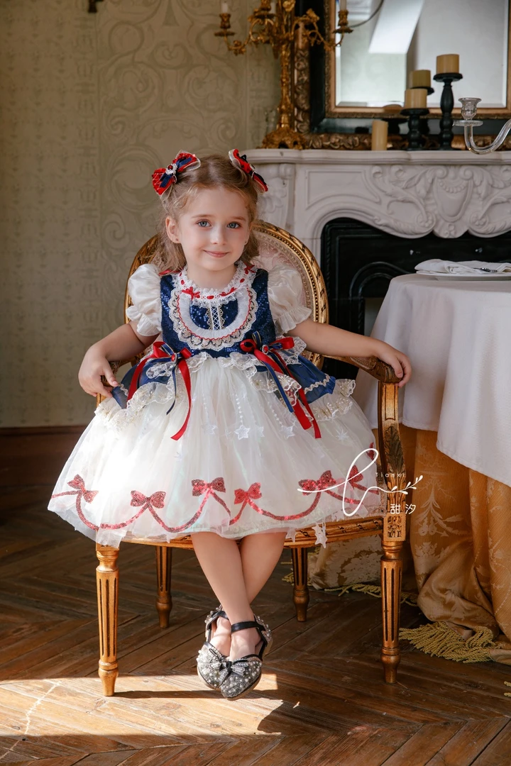 【现货】甜汐童装2025夏季新连衣裙蛋糕纱裙 252-TX-86076蓝色