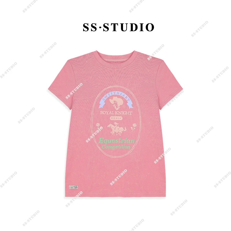 【SUSU】夏季重工印花圆领T恤时尚休闲百搭短袖上衣SS-5038