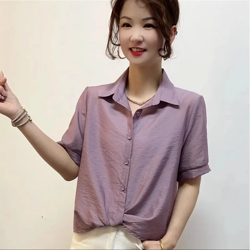 时尚衬衫女2025夏季新款时髦洋气设计感短袖上衣气质遮肉显瘦衬衣