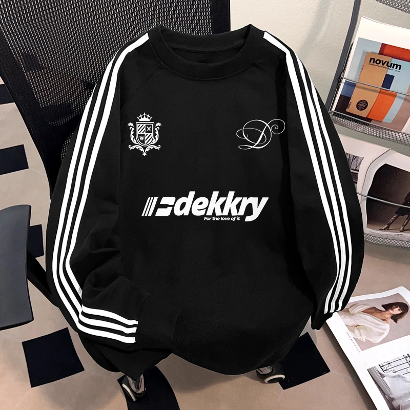 jtrt潮牌重磅纯棉三条杠圆领长袖T恤男女秋冬季百搭时尚打底衫ins