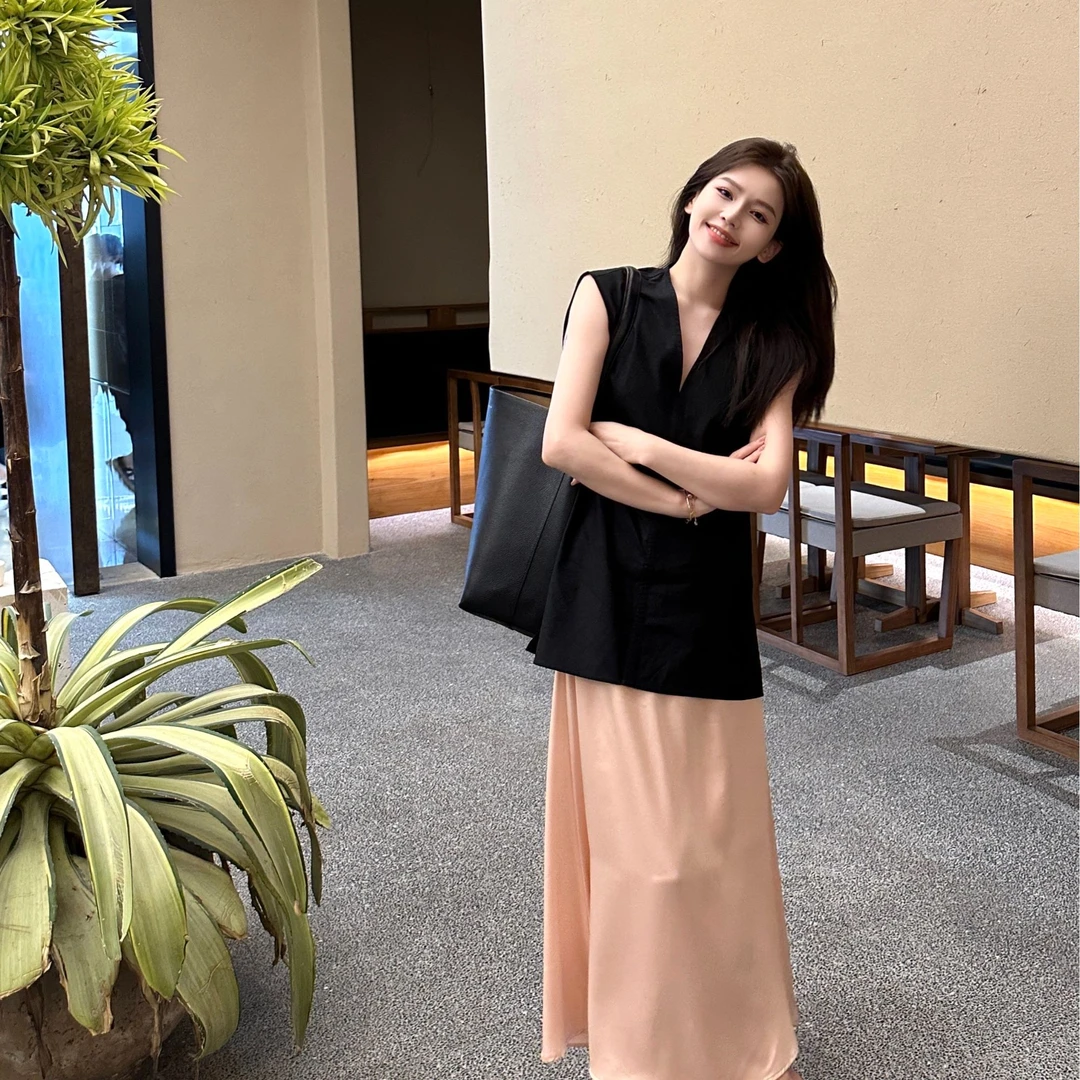 MW STUDIO【v领棉麻背心】2024春秋新款宽松简约百搭无袖背心