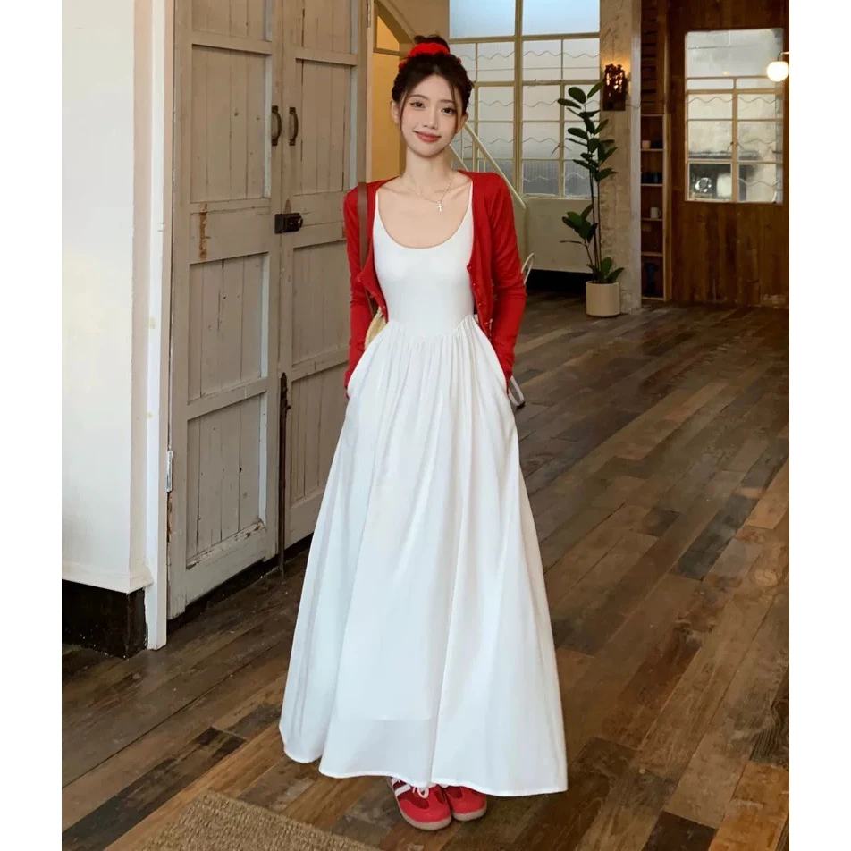 大码女装法式吊带连衣裙高级感2025新款时尚开衫上衣显瘦长裙子