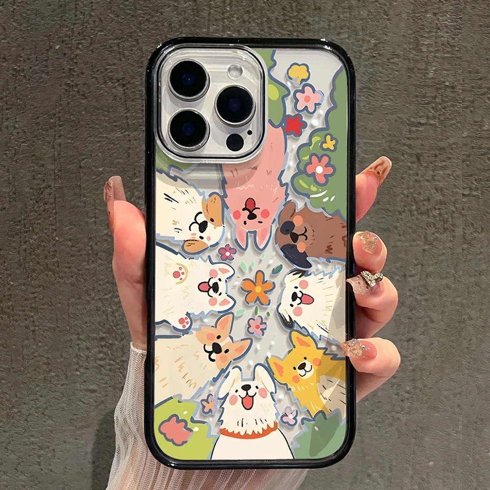 汪汪聚会适用于苹果16手机壳15新款14硅胶12防摔13透明背板11镂空