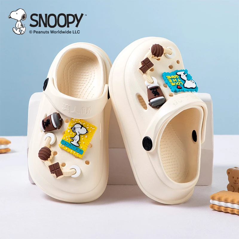 史努比儿童夏款外穿凉拖鞋女童夏季新款男童沙滩洞洞鞋大童包头鞋