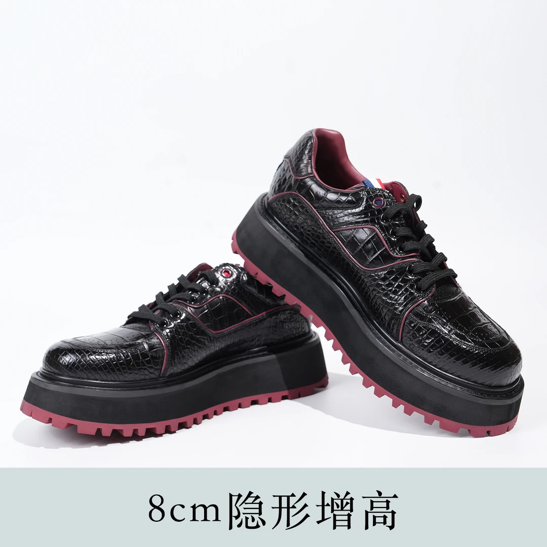 【帅帅龙】LEIZILEI手工擦色秋冬季轻奢厚底时尚百搭休闲鞋增高板鞋