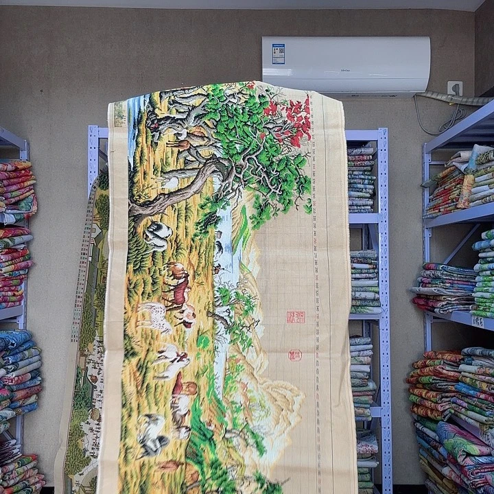 棉十字绣百骏图成品