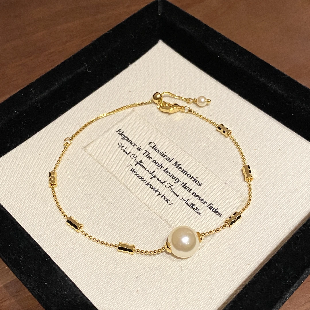 铜合金仿珍珠手链 简约轻奢千金高级感手链A2291