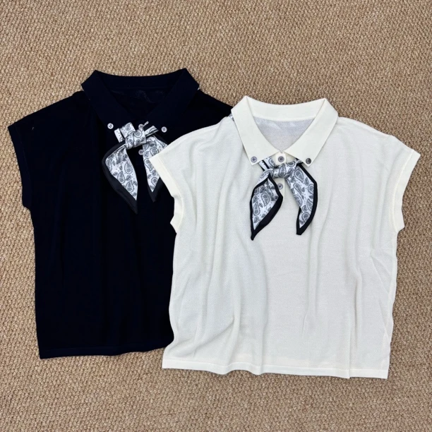 静静推荐 新款翻领丝巾半开扣上衣22c951