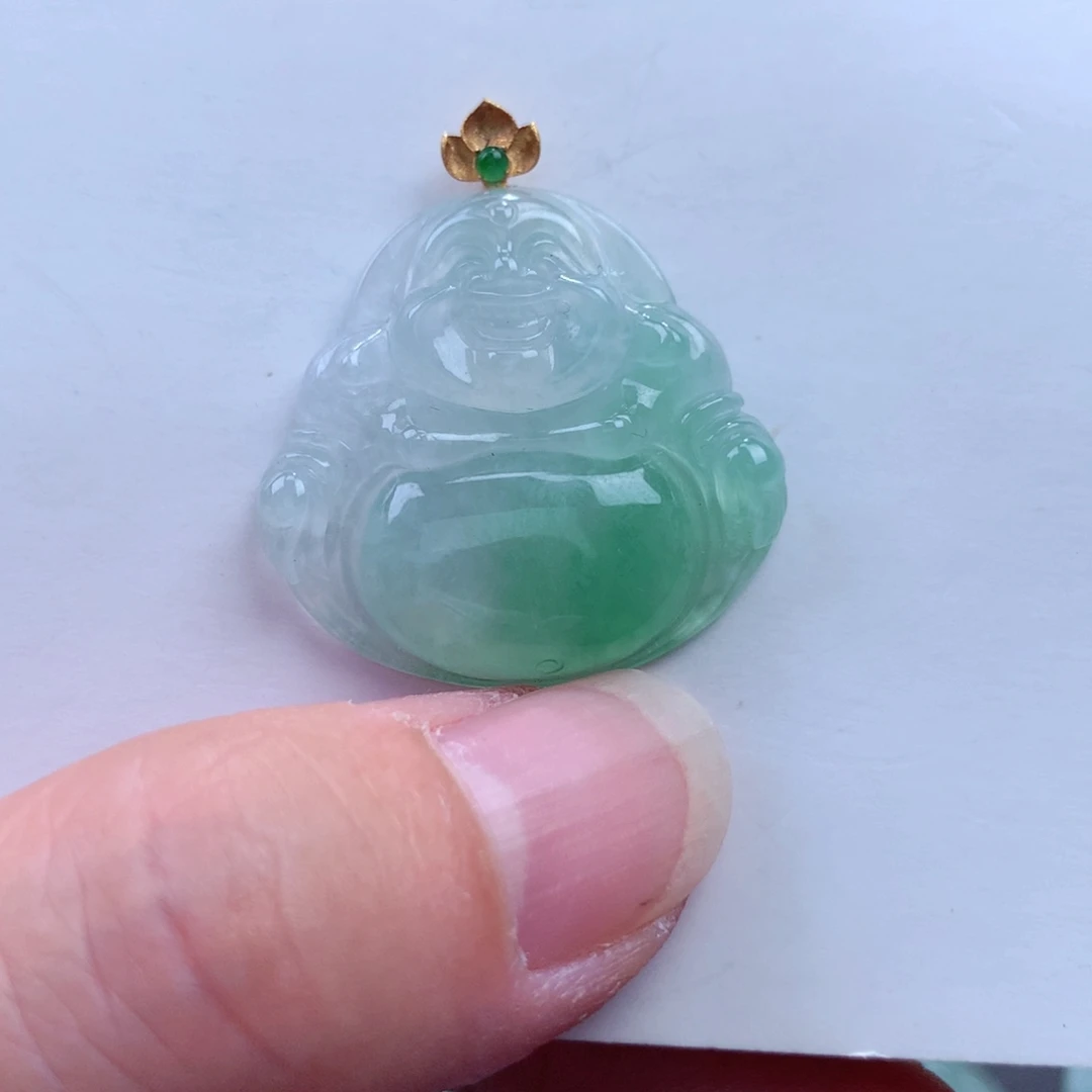 翡翠吊坠(不含链)18K金镶嵌